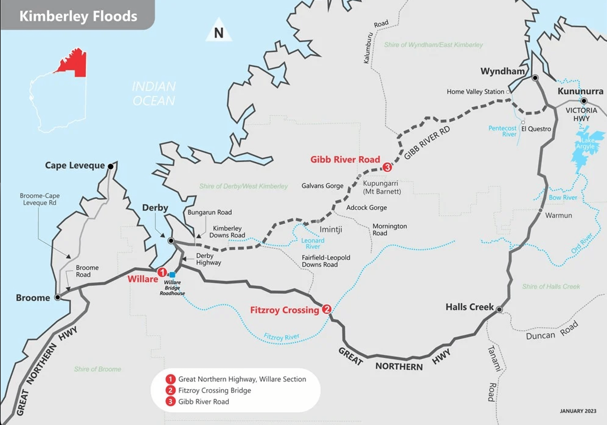 Kimberely Flood Map. Source: Main Roads